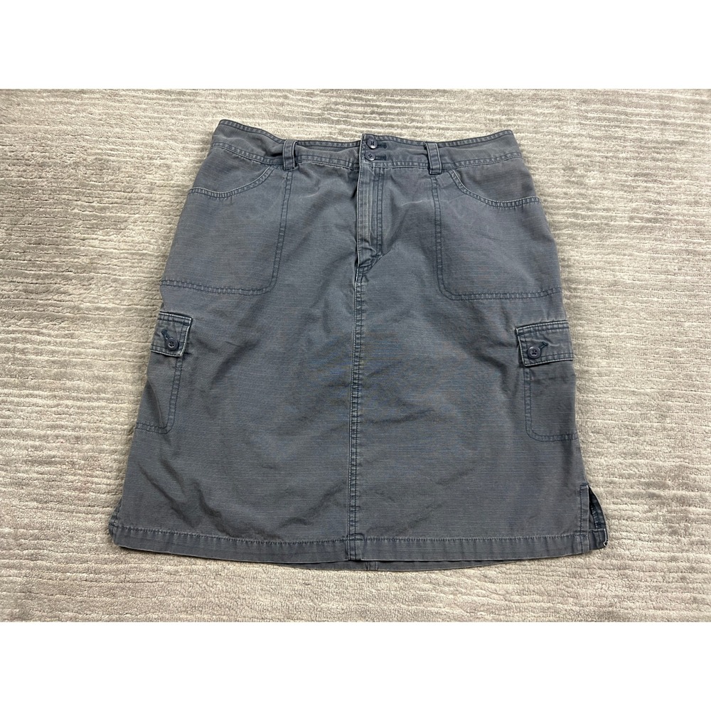 Eddie Bauer Cargo Skirt Womens 12 Gray Blue Ripstop Utility Cotton Straight Mini